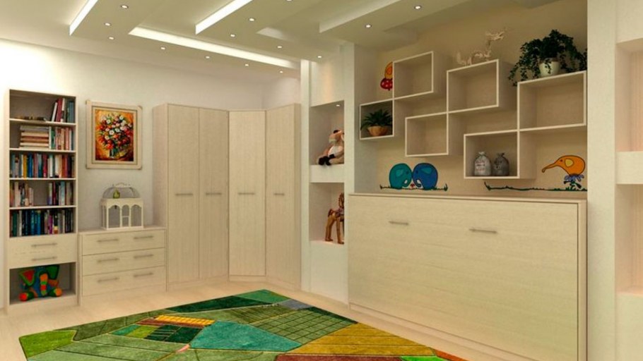 Встроенная мебель в маленькой комнате