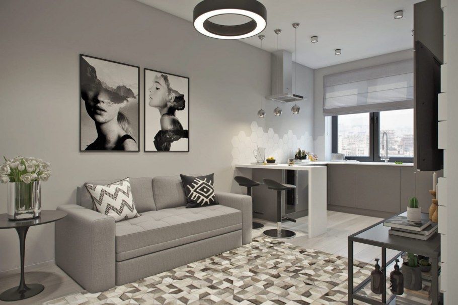 Интерьер однокомнатной квартиры 30 кв.м