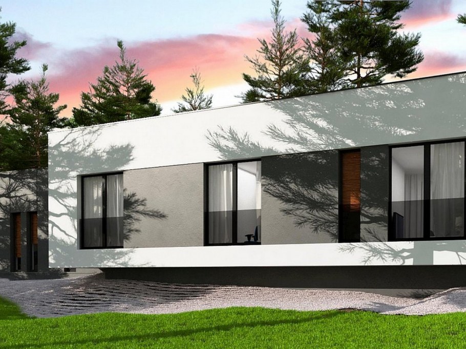 Фасады одноэтажных домов с плоской крышей