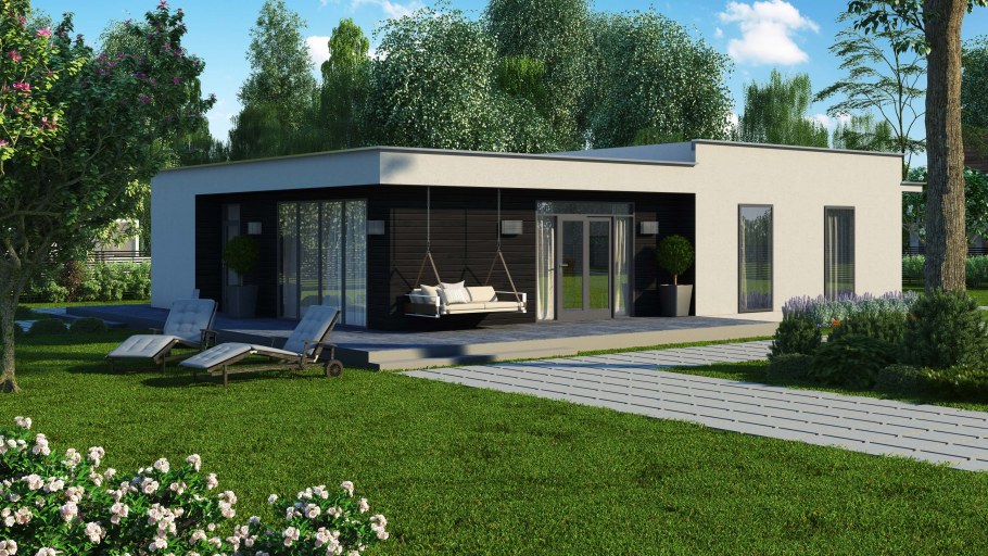 Гостевой домик с плоской крышей