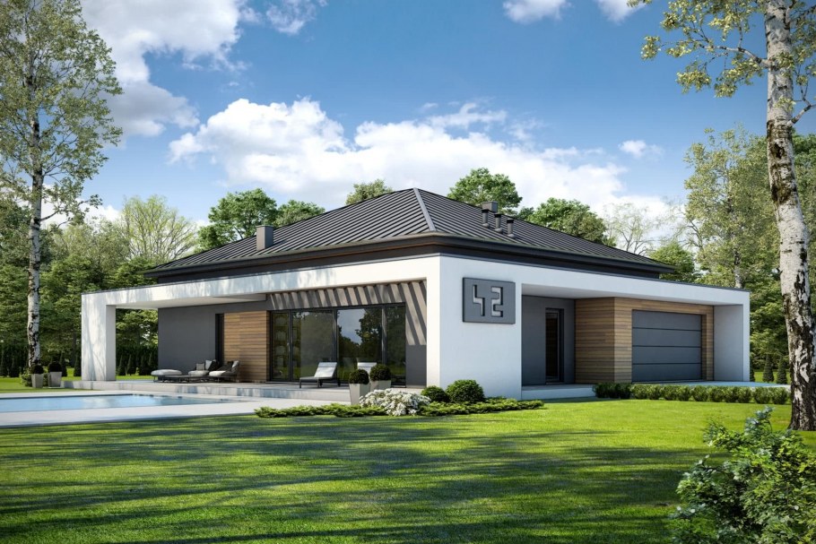 Современный одноэтажный дом