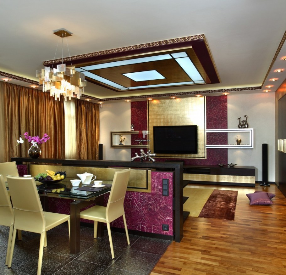 Арт деко кухня гостиная 24 кв.м.