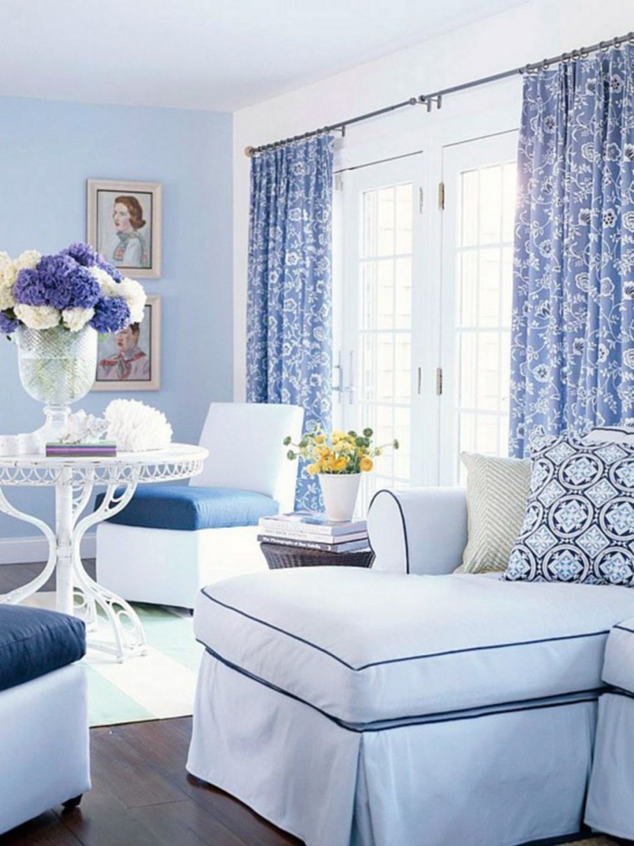 Интерьер в бело голубых тонах