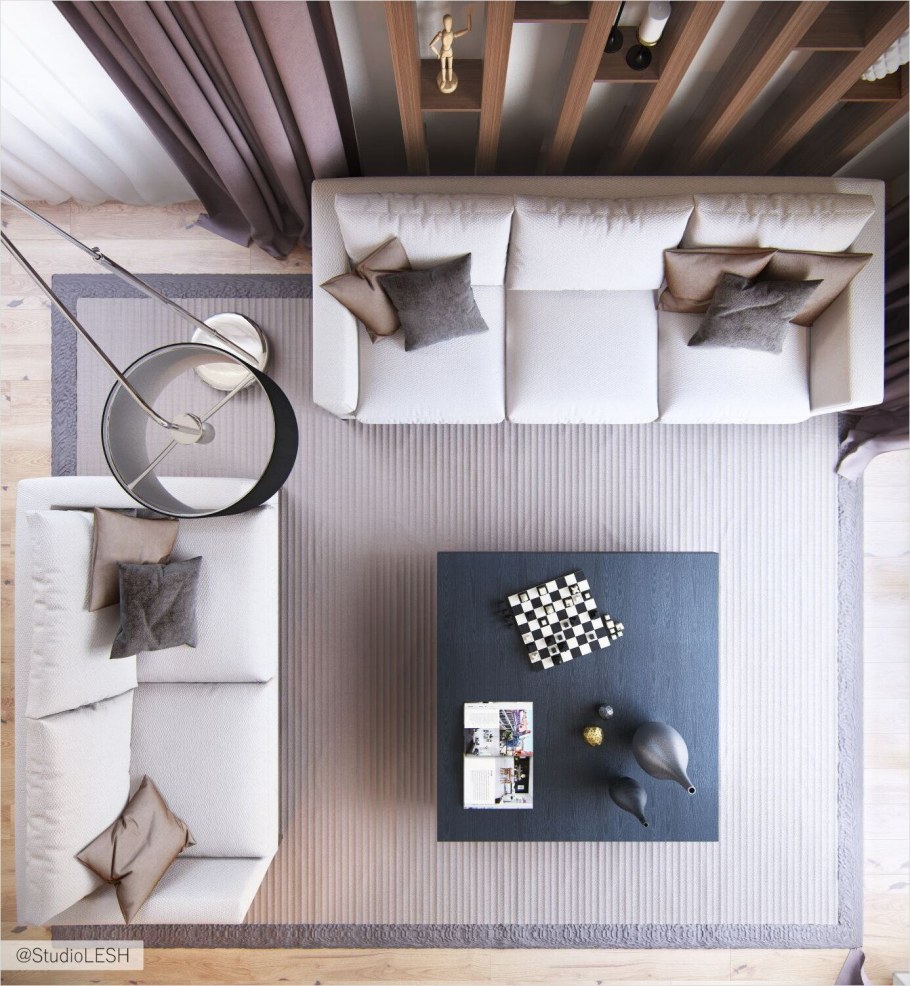 Интерьер комнаты вид сверху