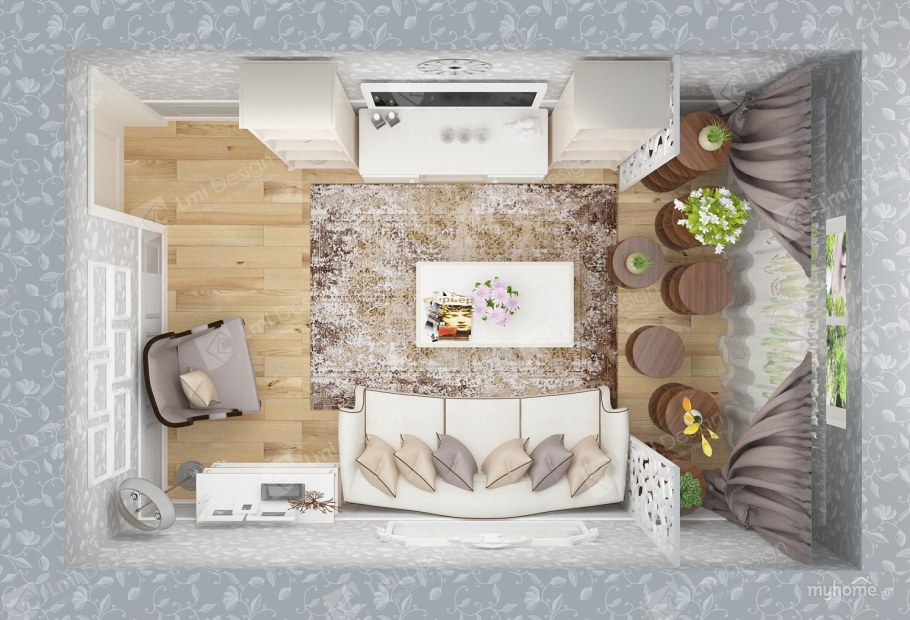 Квартира студия вид сверху