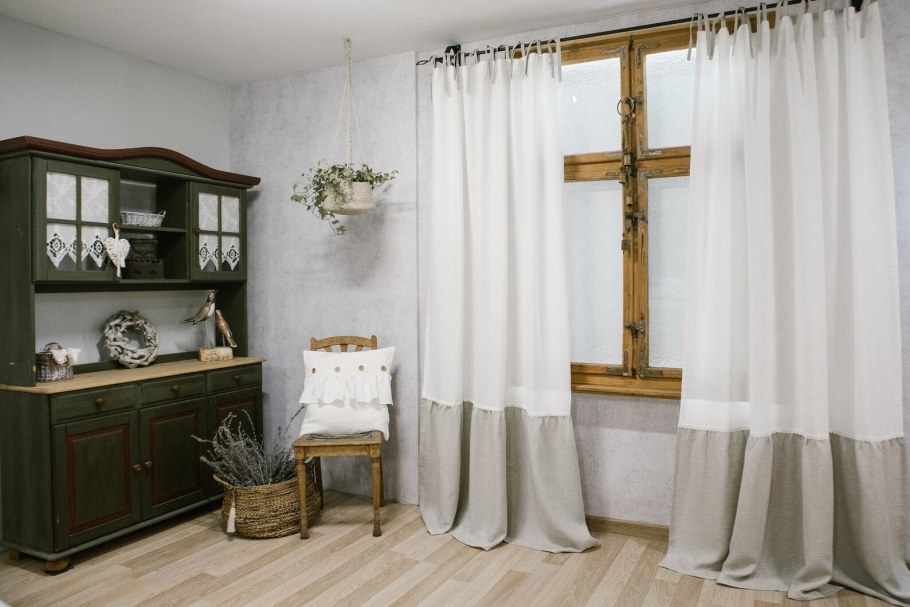 Льняные шторы экостиль