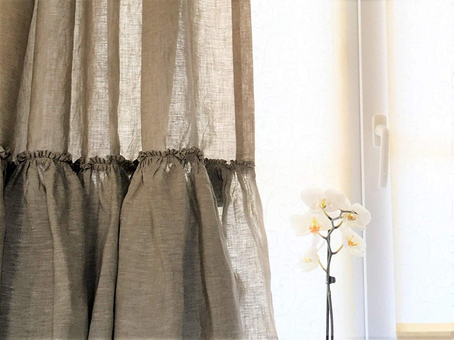 Льняные шторы с оборкой