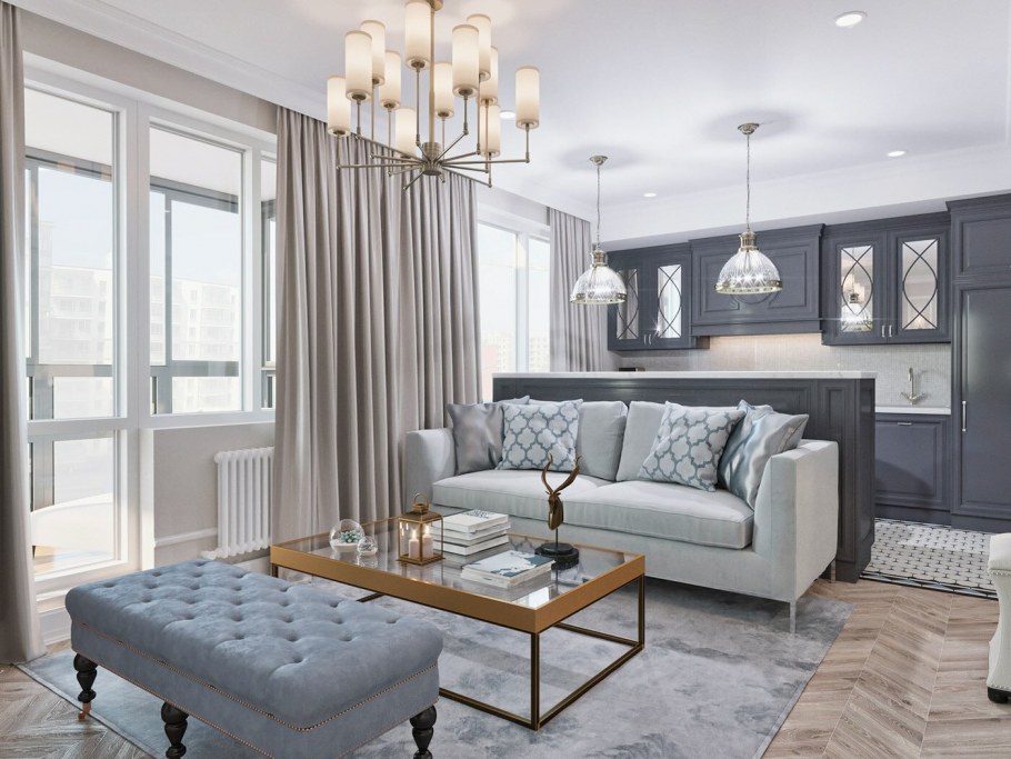 Гостиная комната в стиле неоклассики