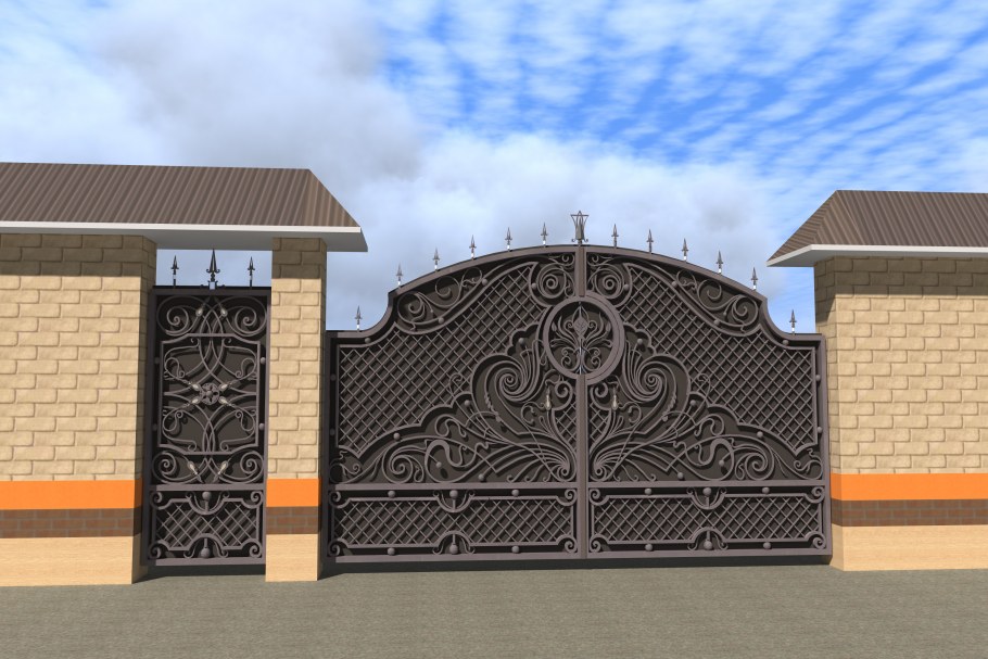 Красивый забор с воротами