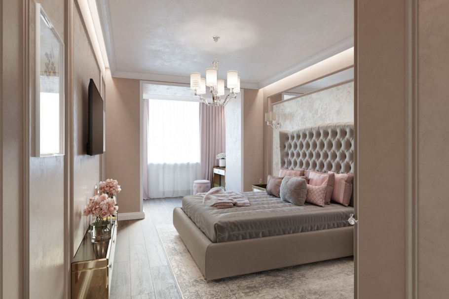 Спальня Неоклассика пыльная роза