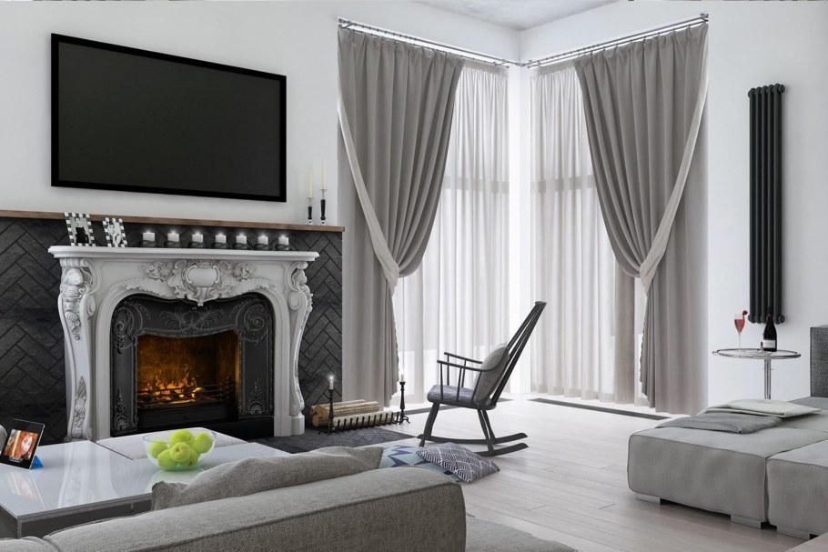 Композиционный центр в интерьере камин