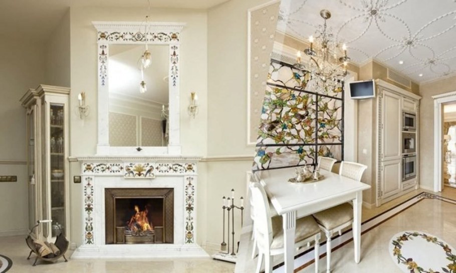 Камин с зеркалом