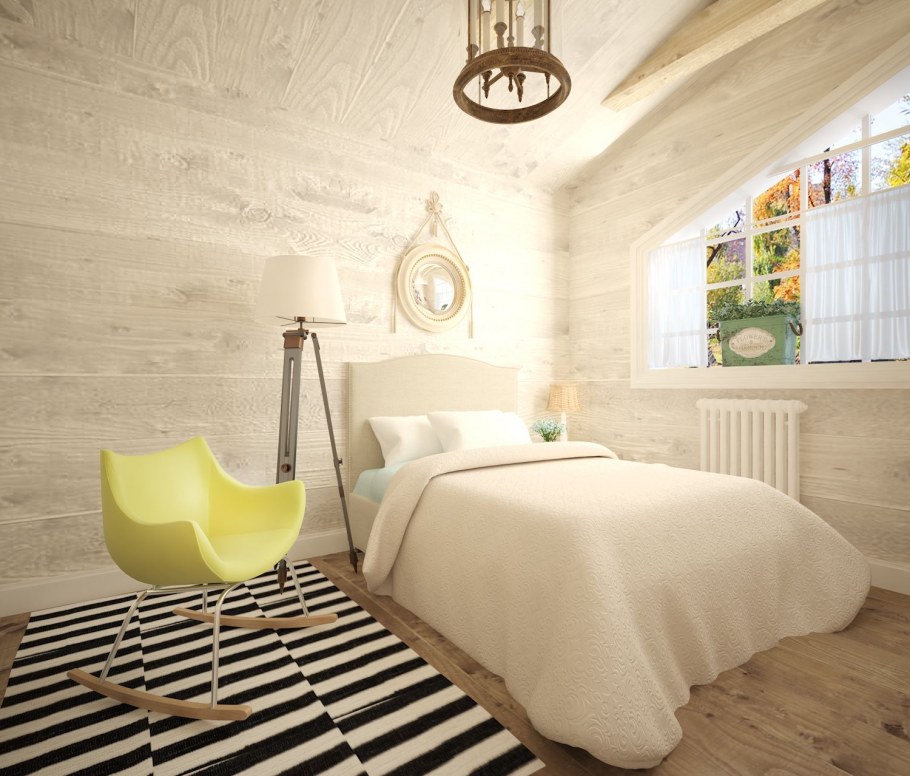 Спальня в скандинавском стиле в загородном доме