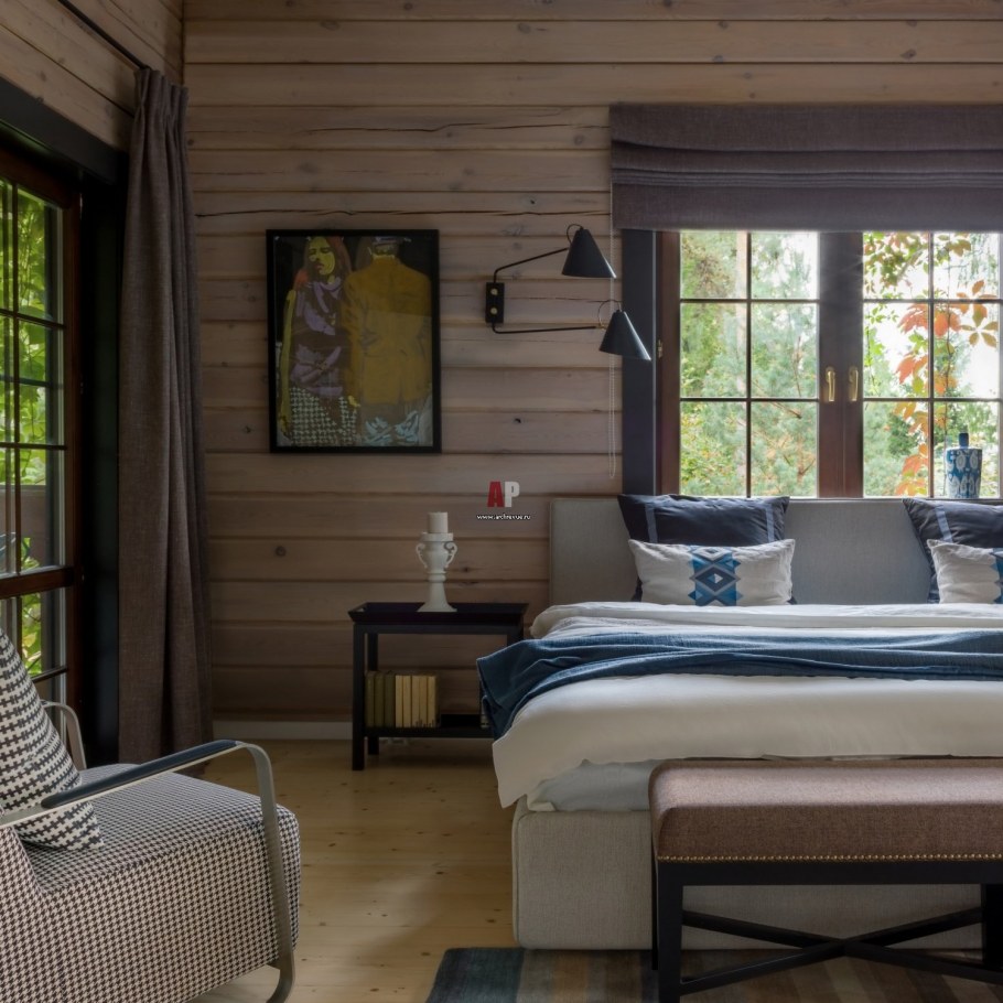 Интерьер в скандинавском стиле в деревянном доме