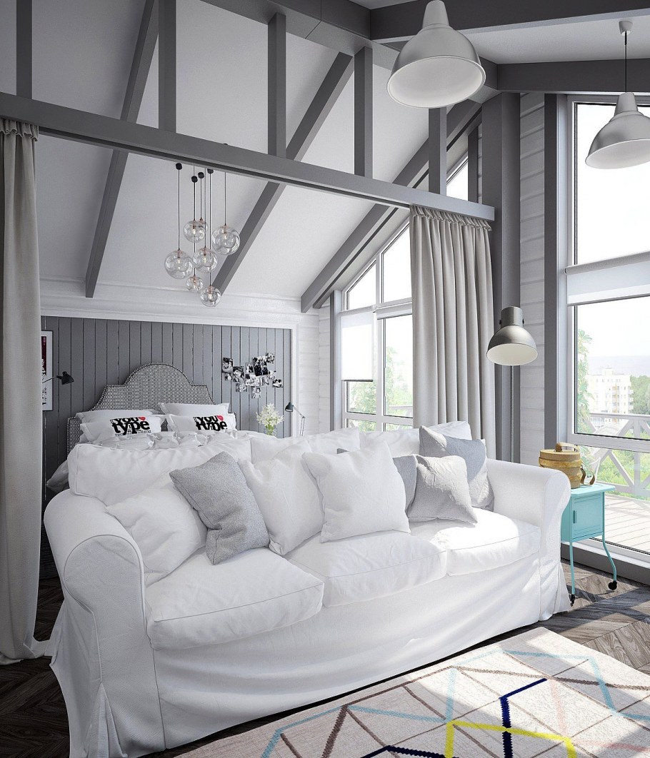 Кровать на мансарде