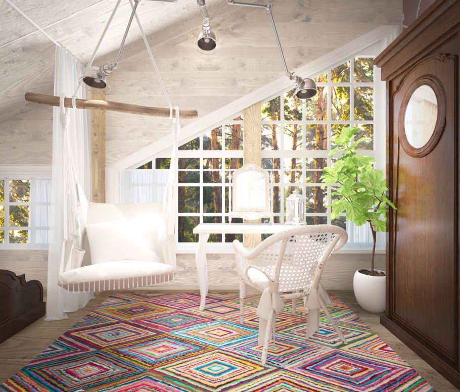 Спальня мансарда дерево Сканди