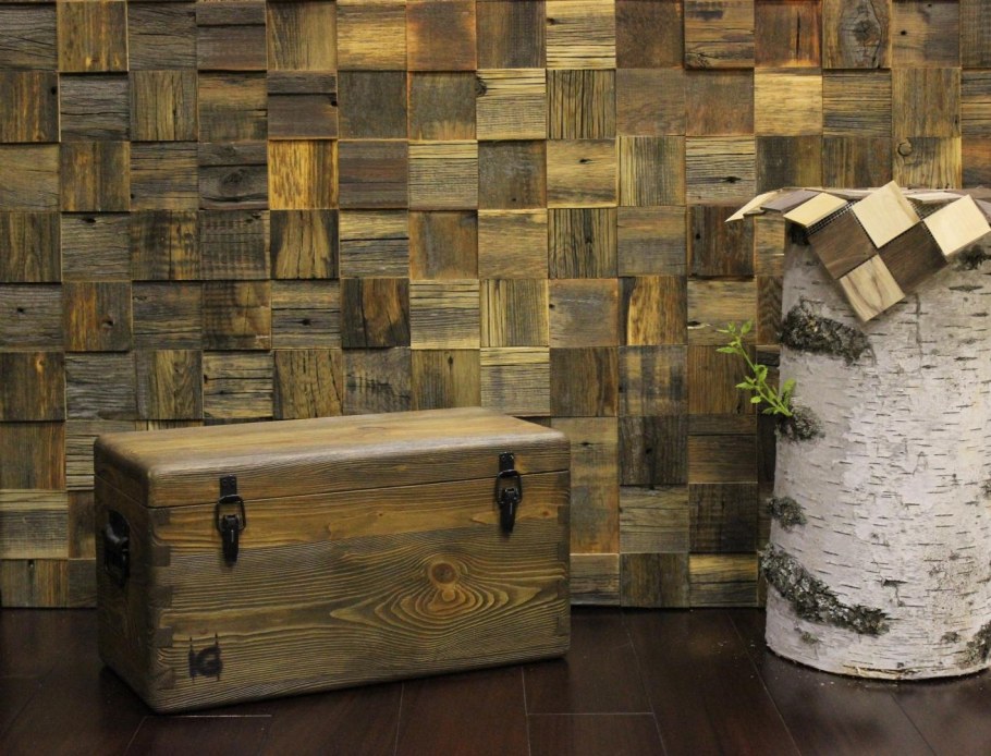 Деревянная мозайка в интерьере