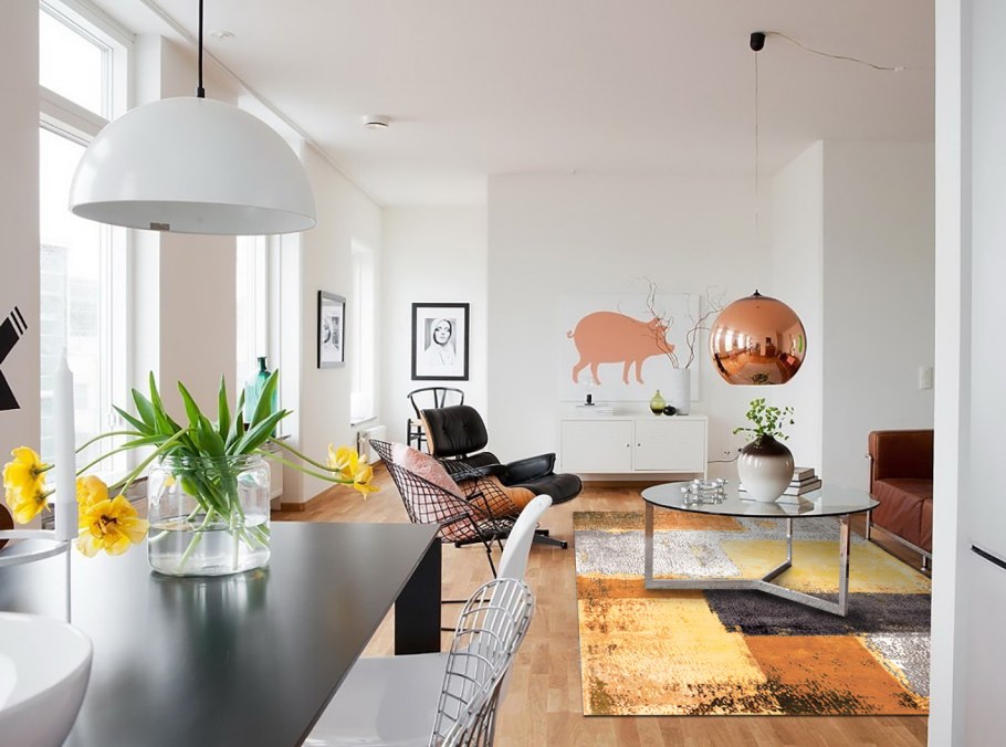 Белый интерьер с золотыми акцентами