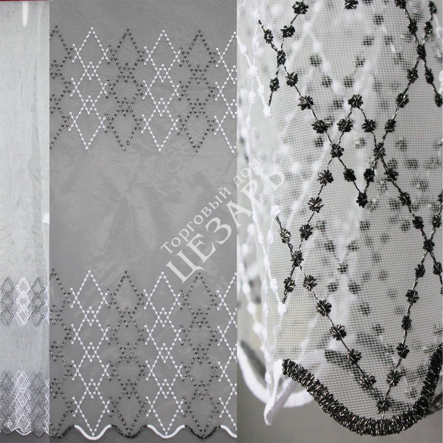 Сетка вышивка ромбики