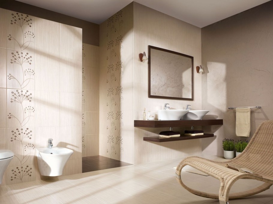 Плитка зебрано в интерьере туалета