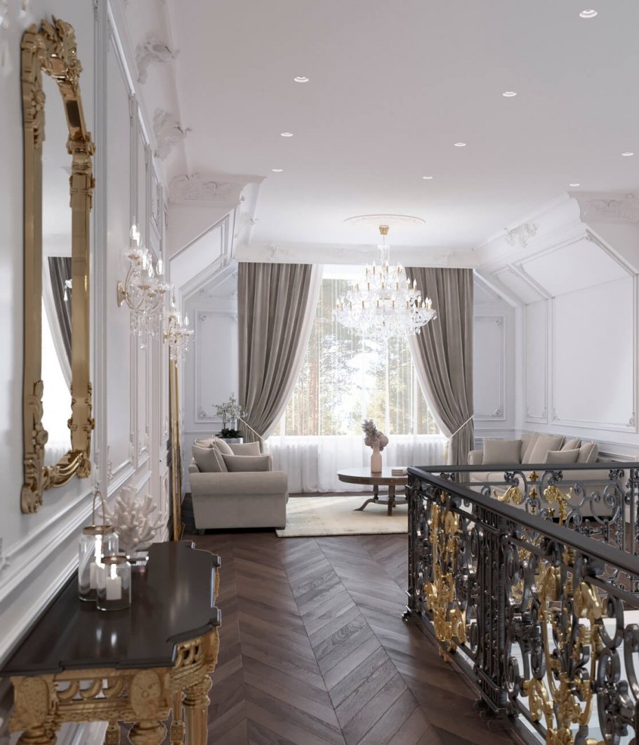 Интерьер коттеджа в классическом стиле