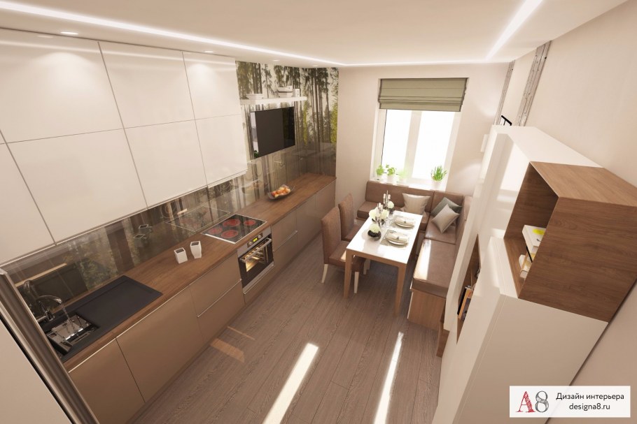 Планировка кухни в трехкомнатной квартире