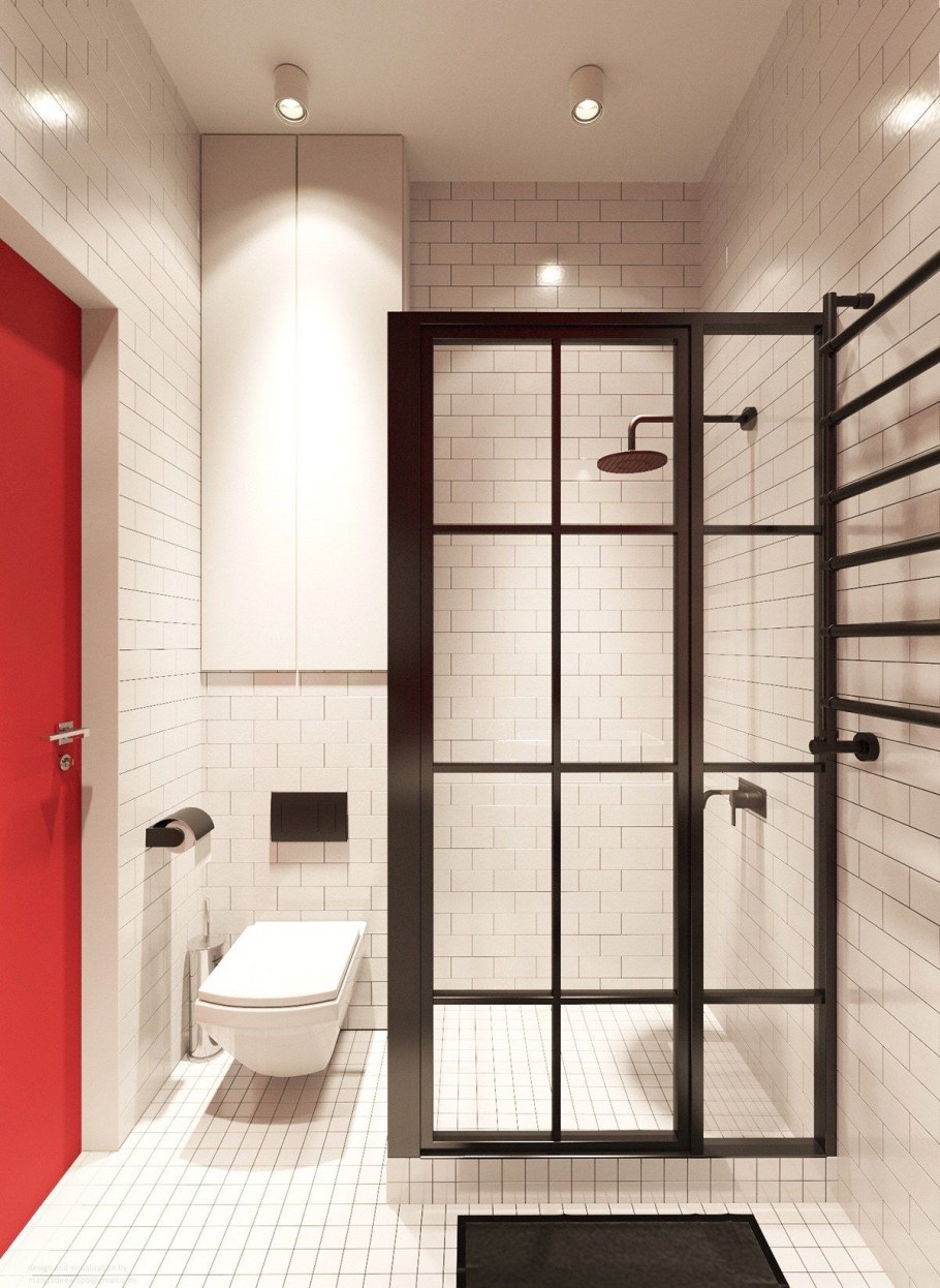 Ванная комната с душем и туалетом