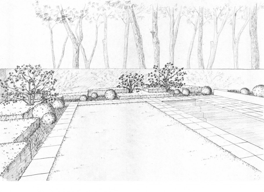 Культурный ландшафт рисунок карандашом