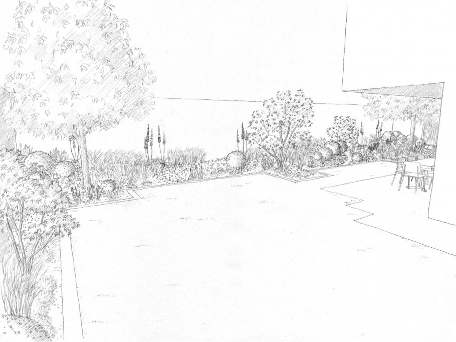 Скетчи ландшафтный дизайн чб