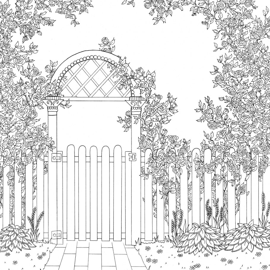 Раскраска беседка в саду