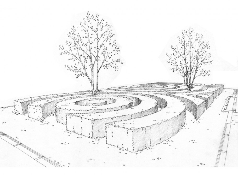 Графический эскиз ландшафтно-архитектурной композиции