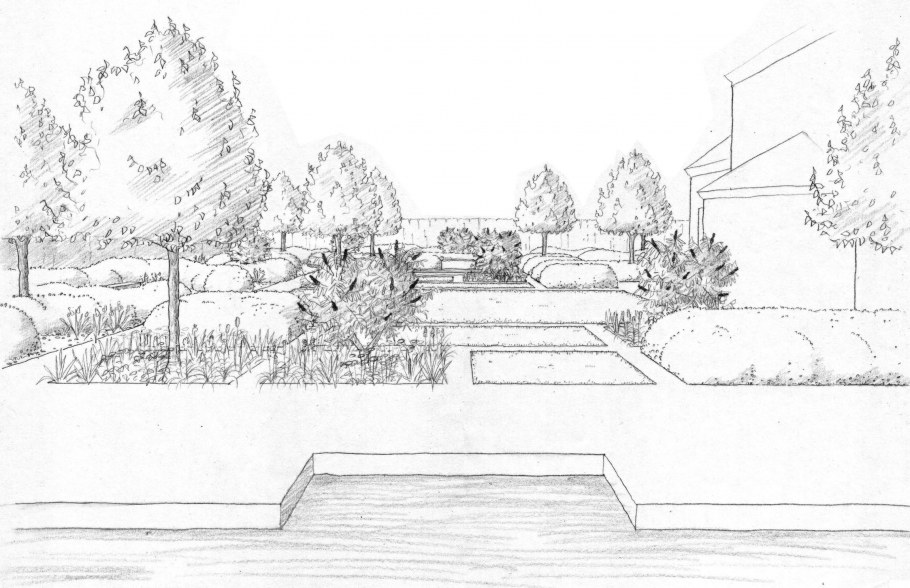 Драпировка переходящая в ландшафт рисунок карандашом