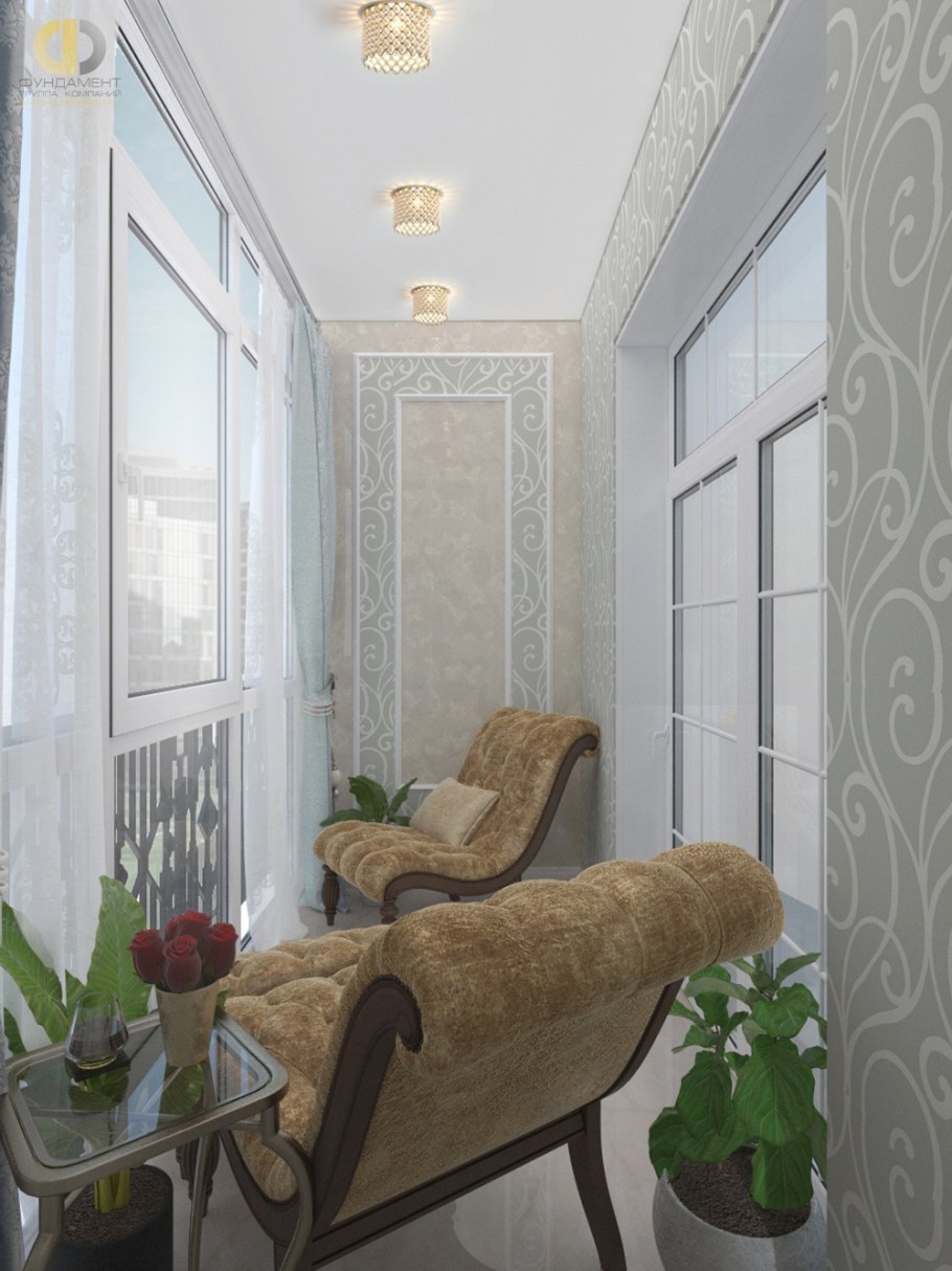 Интерьер с объединенной лоджией