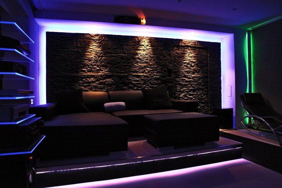 Подсветка лед в интерьере частном доме