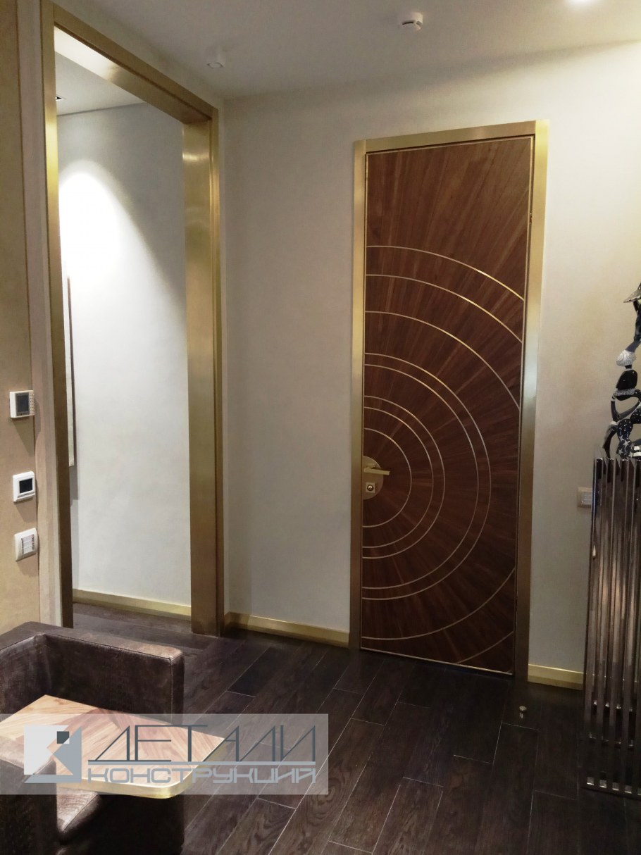 Латунь на дверях в интерьере