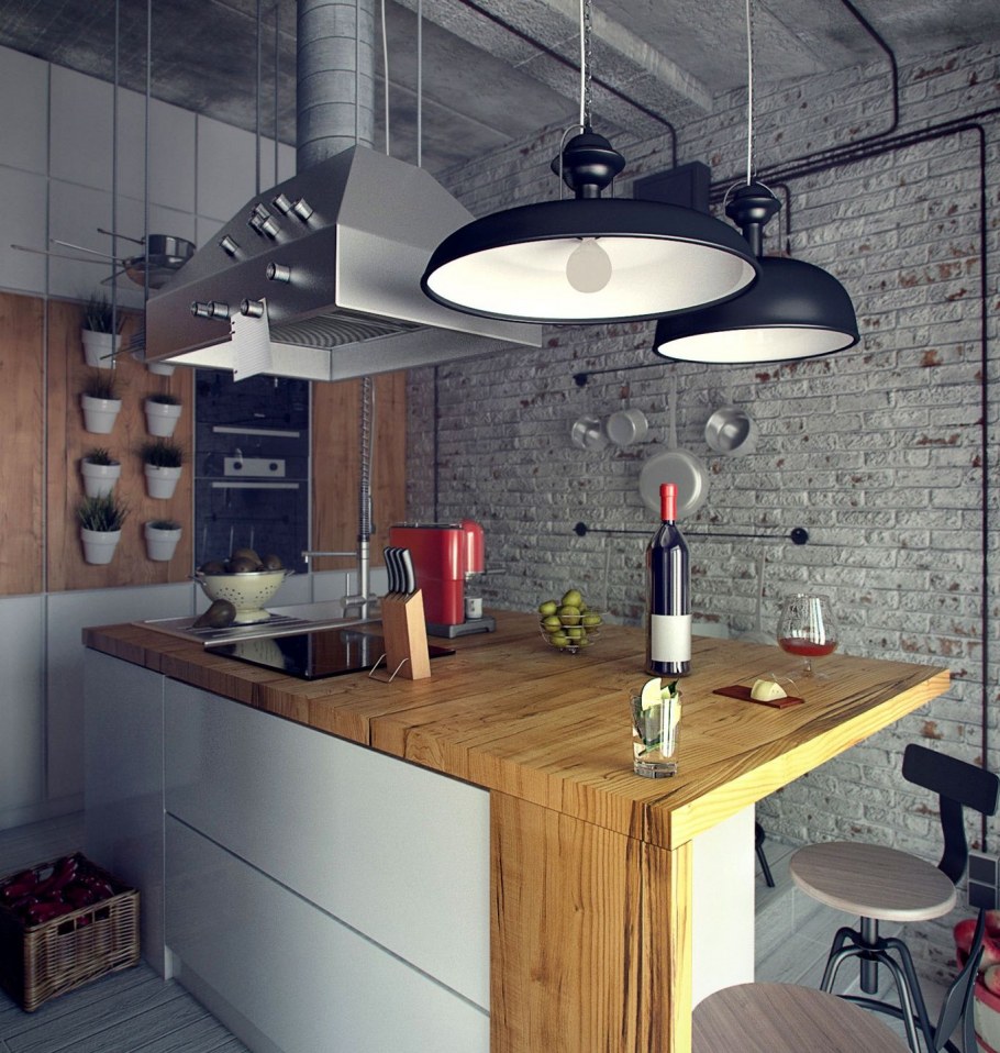 Спальня в стиле лофт индустриал