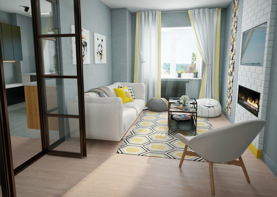 Гостиная 16 кв м в современном стиле