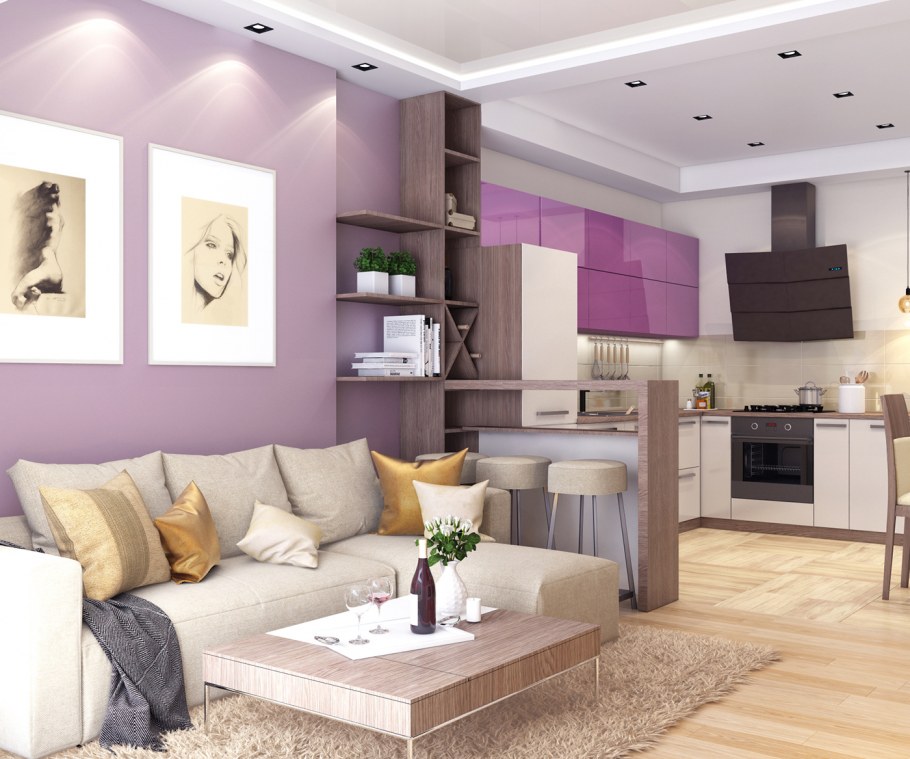 Спальня гостиная с кроватью