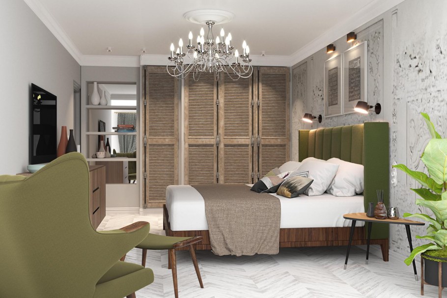 Интерьер однокомнатной квартиры для пожилой пары