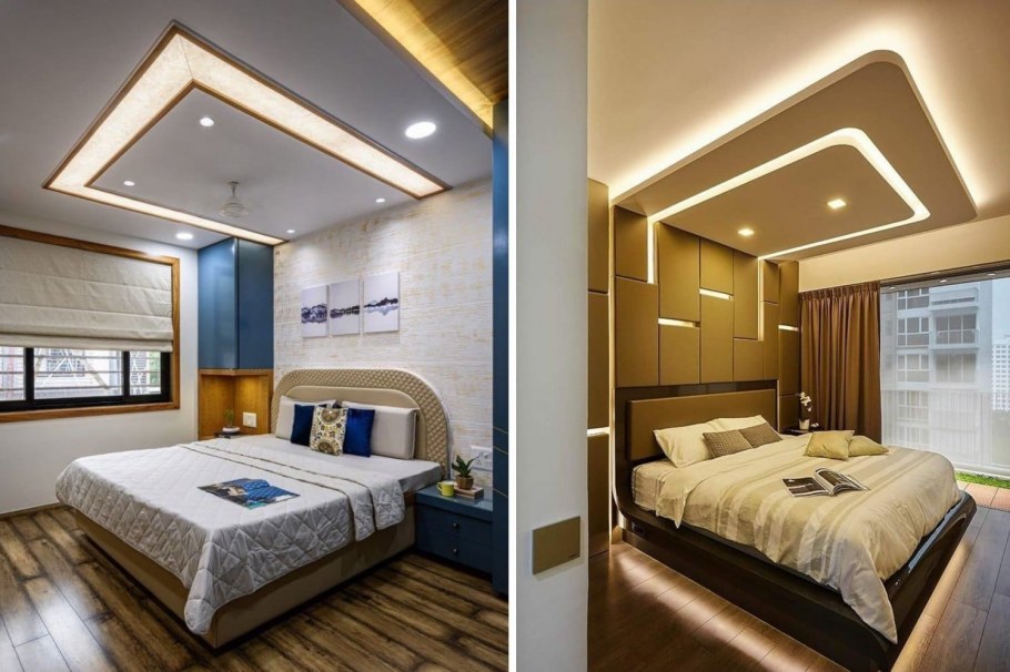 Освещение в спальне без люстры по периметру