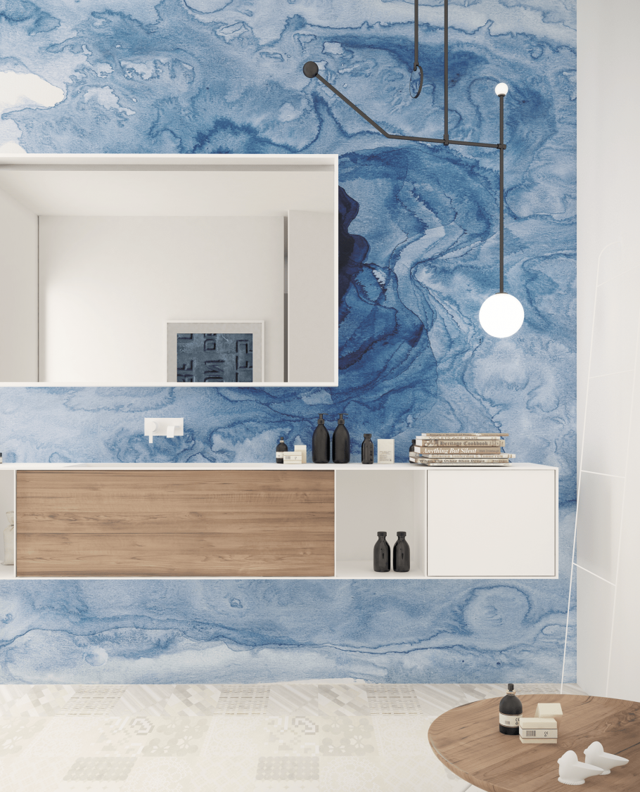 Ванная голубой мрамор