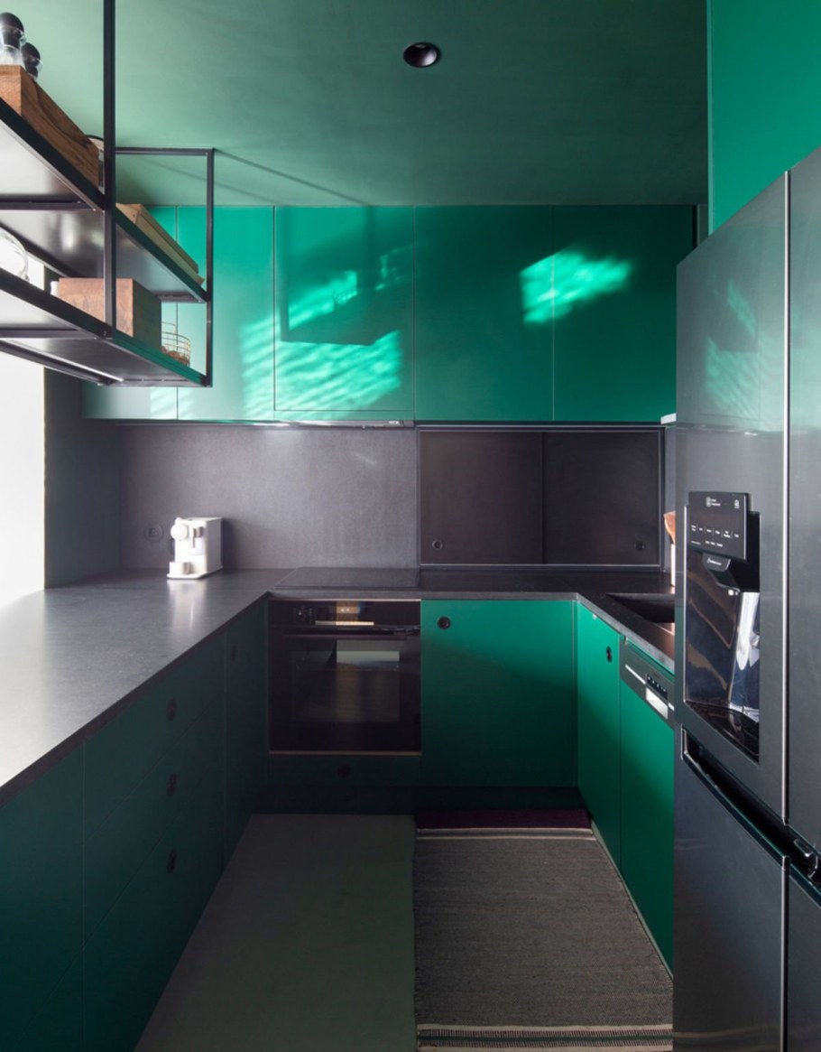 Бирюза в интерьере кухни