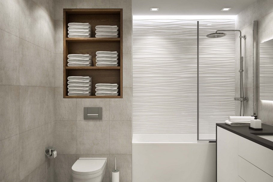 Полочки в ванную встроенные