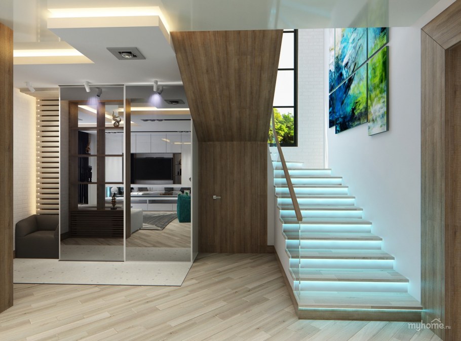 Холл 2го этажа жилого дома в современном стиле