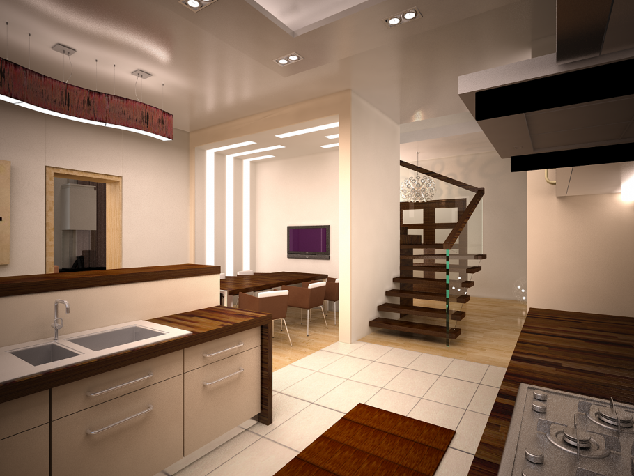 Интерьер Холл с кухней