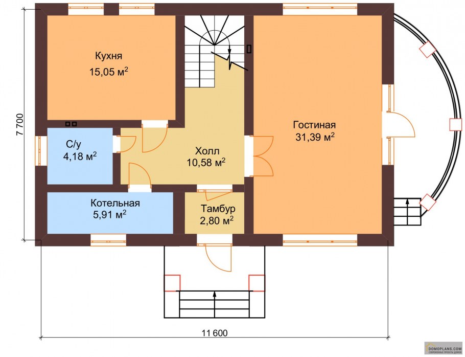 Планировка дома с большой гостиной