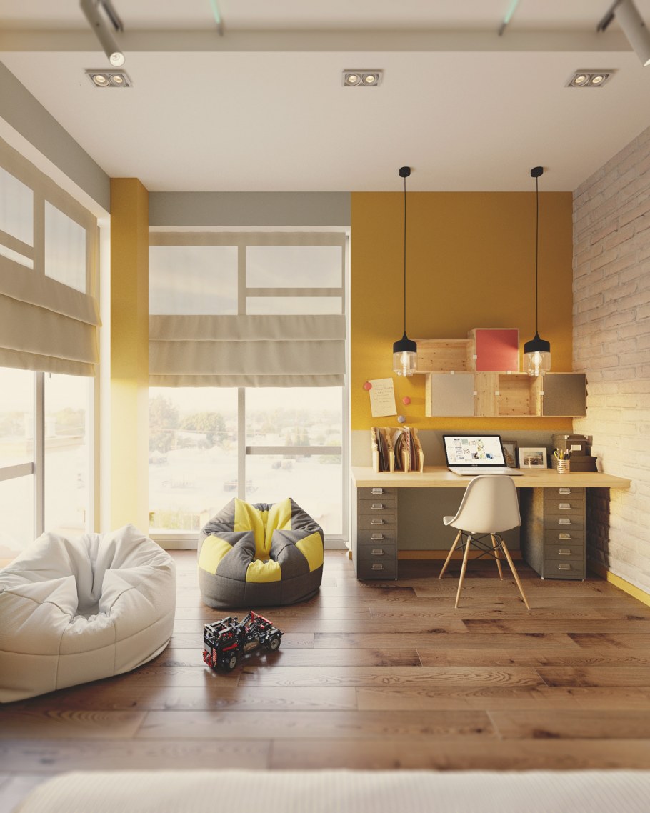 Жёлтая комната для подростка