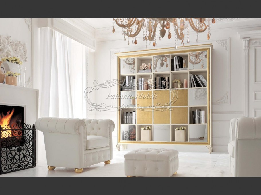 Книжный шкаф Неоклассика арт деко белый