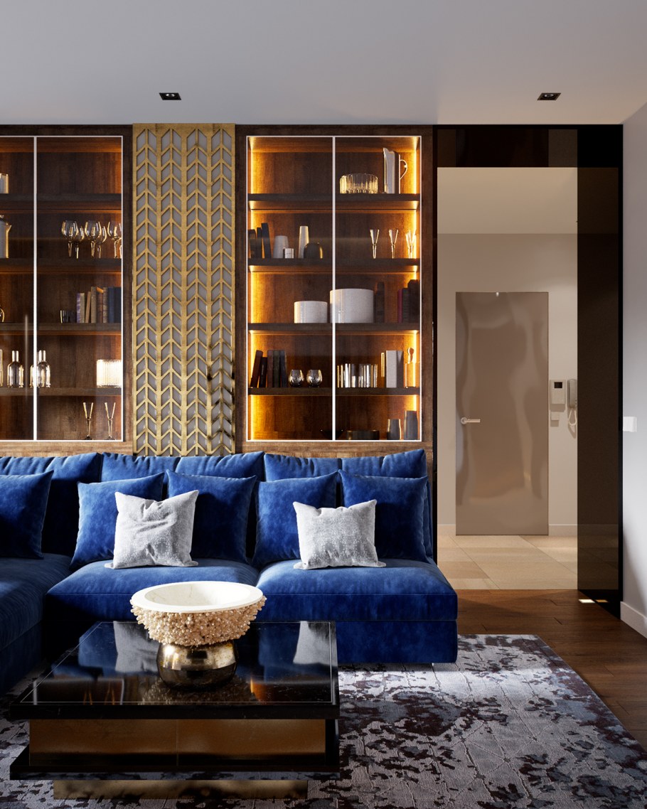 Книжные полки в стиле арт деко