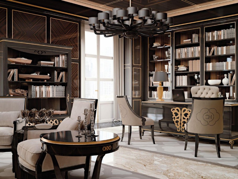 Книжный шкаф в стиле арт деко